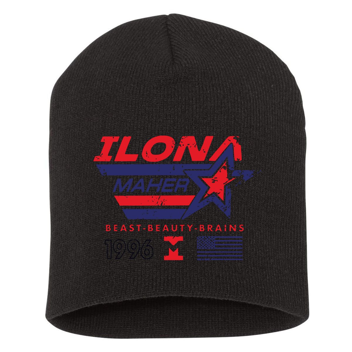 Ilona Maher Beast Beauty Brains 1996 Flag Short Acrylic Beanie