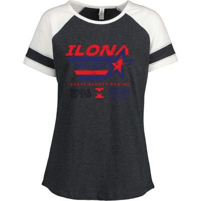 Ilona Maher Beast Beauty Brains 1996 Flag Enza Ladies Jersey Colorblock Tee