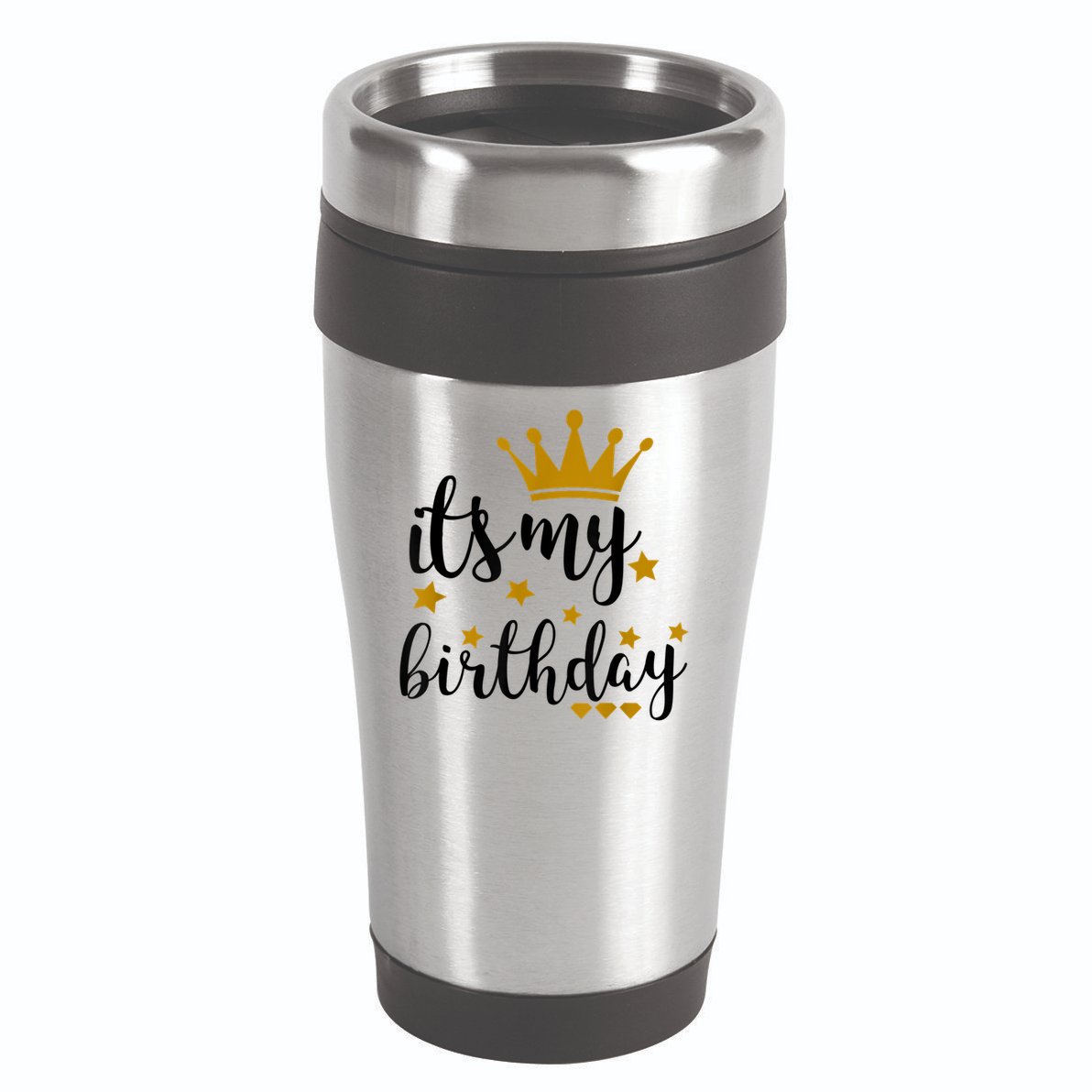 It's My Birthday Shirt For Women, Teens, Girls, Black & Gold 16oz Travel Tumbler
