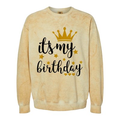 It's My Birthday Shirt For Women, Teens, Girls, Black & Gold Colorblast Crewneck Sweatshirt