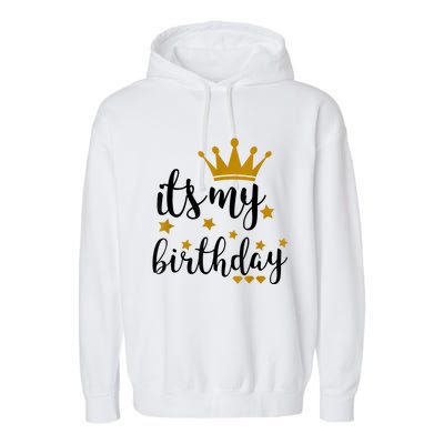 It's My Birthday Shirt For Women, Teens, Girls, Black & Gold Garment-Dyed Fleece Hoodie