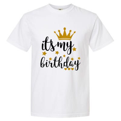 It's My Birthday Shirt For Women, Teens, Girls, Black & Gold Garment-Dyed Heavyweight T-Shirt