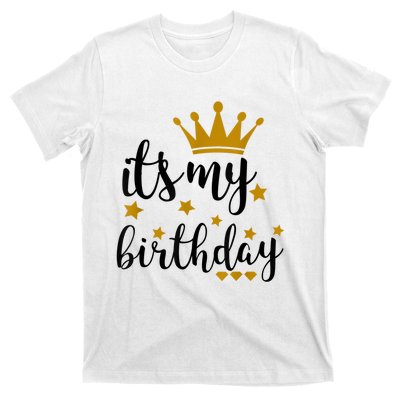 It's My Birthday Shirt For Women, Teens, Girls, Black & Gold T-Shirt