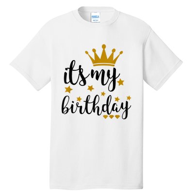 It's My Birthday Shirt For Women, Teens, Girls, Black & Gold Tall T-Shirt