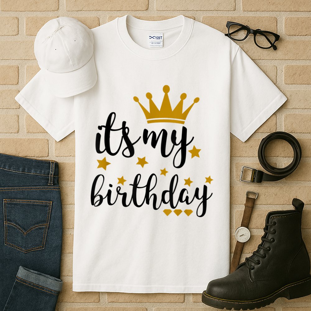 It's My Birthday Shirt For Women, Teens, Girls, Black & Gold Tall T-Shirt