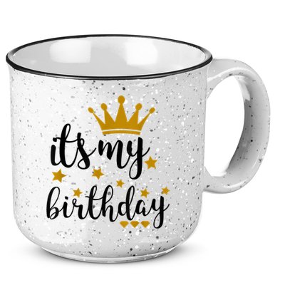 It's My Birthday Shirt For Women, Teens, Girls, Black & Gold 15oz Campfire Ceramic Mug