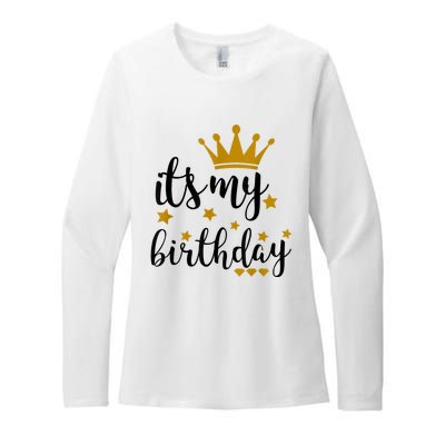 It's My Birthday Shirt For Women, Teens, Girls, Black & Gold Womens CVC Long Sleeve Shirt