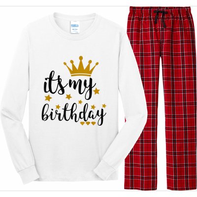 It's My Birthday Shirt For Women, Teens, Girls, Black & Gold Long Sleeve Pajama Set