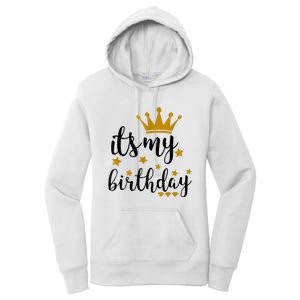 It's My Birthday Shirt For Women, Teens, Girls, Black & Gold Women's Pullover Hoodie