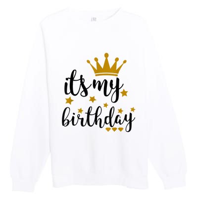 It's My Birthday Shirt For Women, Teens, Girls, Black & Gold Premium Crewneck Sweatshirt