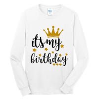 It's My Birthday Shirt For Women, Teens, Girls, Black & Gold Tall Long Sleeve T-Shirt