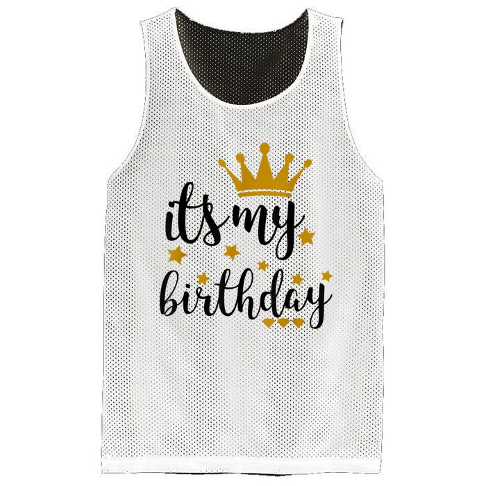 It's My Birthday Shirt For Women, Teens, Girls, Black & Gold Mesh Reversible Basketball Jersey Tank