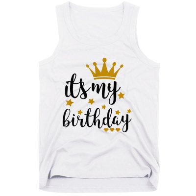 It's My Birthday Shirt For Women, Teens, Girls, Black & Gold Tank Top