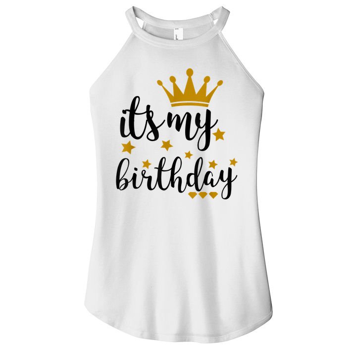 It's My Birthday Shirt For Women, Teens, Girls, Black & Gold Women's Perfect Tri Rocker Tank