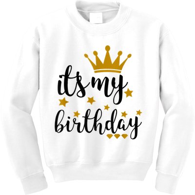 It's My Birthday Shirt For Women, Teens, Girls, Black & Gold Kids Sweatshirt