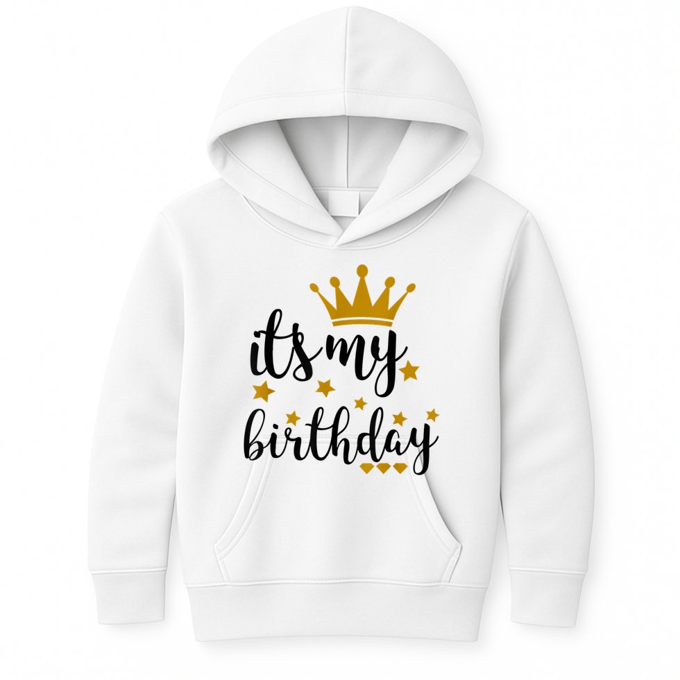 It's My Birthday Shirt For Women, Teens, Girls, Black & Gold Kids Hoodie