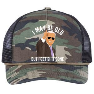 I May Be Old But I Get Shit Done Retro Rope Trucker Hat Cap