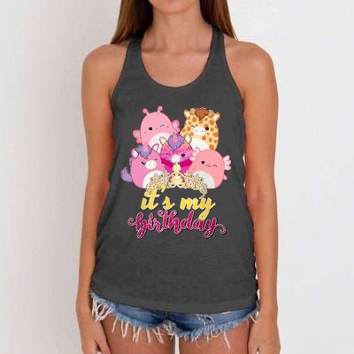 Its My Birthday Girl Squish Squad Mallow Girl Cute Women's Knotted Racerback Tank