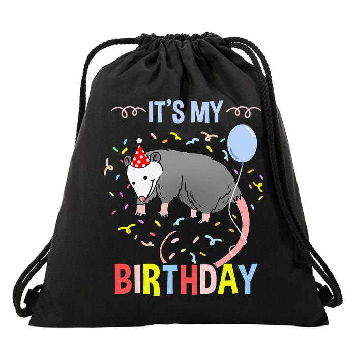 Its My Birthday Opossum Drawstring Bag