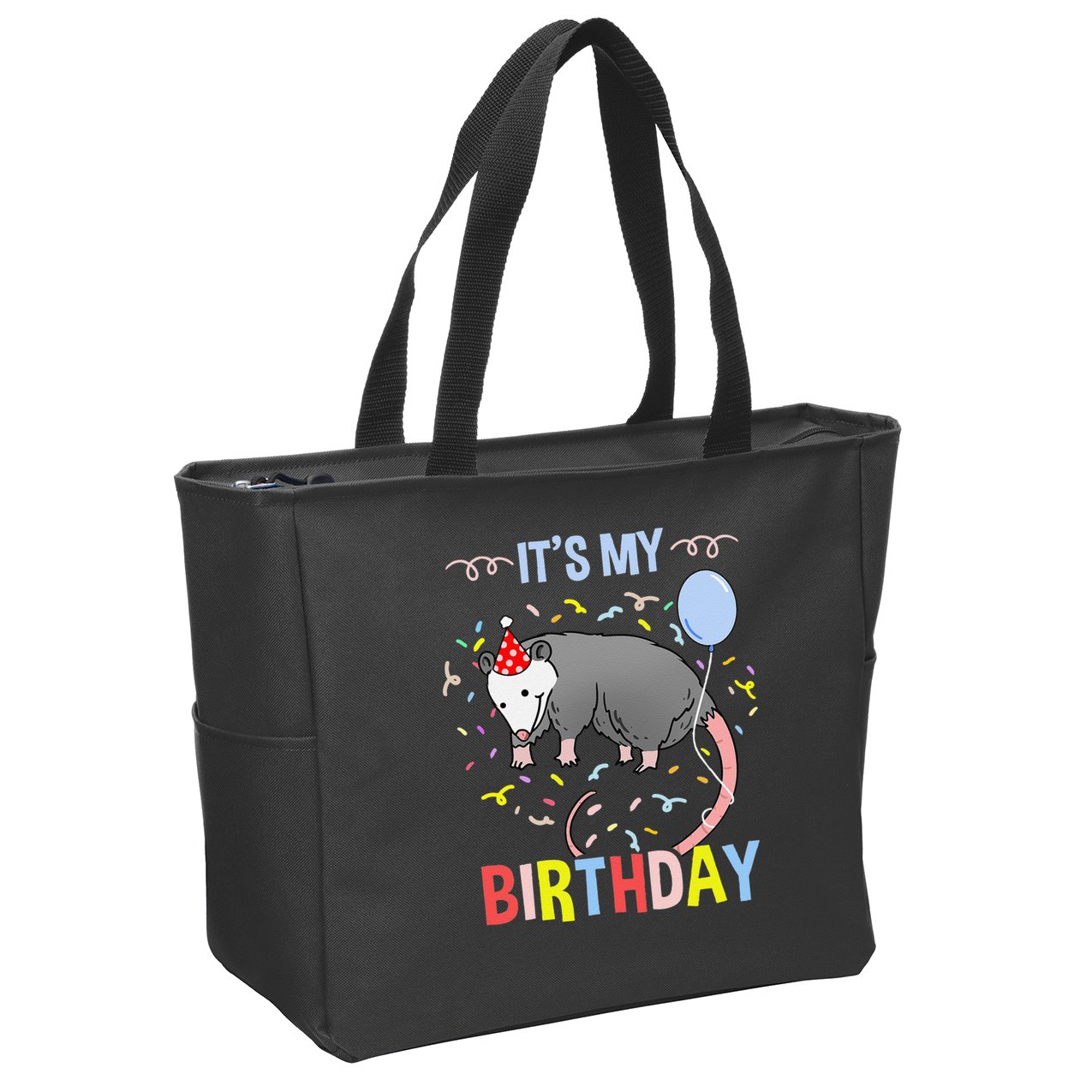 Its My Birthday Opossum Zip Tote Bag