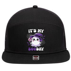 ItS My Boo Day Cute Ghost Halloween Birthday Meaningful Gift 7 Panel Mesh Trucker Snapback Hat