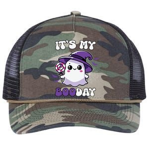 ItS My Boo Day Cute Ghost Halloween Birthday Meaningful Gift Retro Rope Trucker Hat Cap