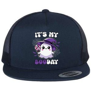 ItS My Boo Day Cute Ghost Halloween Birthday Meaningful Gift Flat Bill Trucker Hat