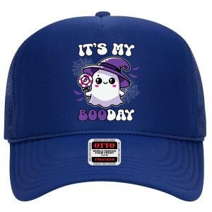 ItS My Boo Day Cute Ghost Halloween Birthday Meaningful Gift High Crown Mesh Back Trucker Hat