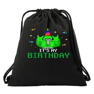 It'S My Birthday Gorilla VR Gamer Video Game Lover Drawstring Bag