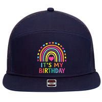 It's My Birthday Shirt for Wo, Teens, Girls Gift Rainbow 7 Panel Mesh Trucker Snapback Hat