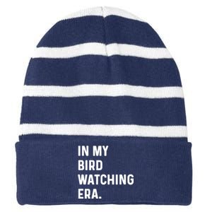 In My Bird Watching Era Birds Telescope Photography Striped Beanie with Solid Band