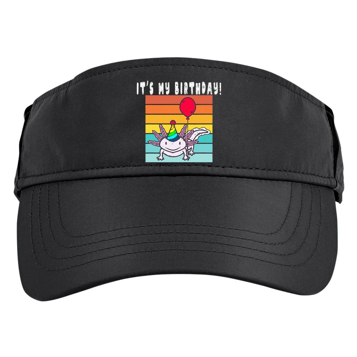 Its My Birthday Axolotl Party Hat & Balloon Adult Drive Performance Visor