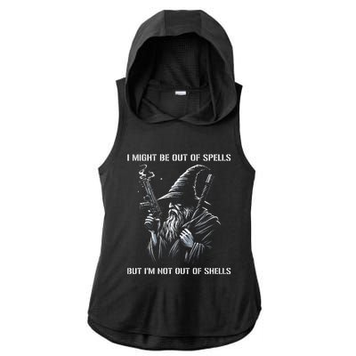 I Might Be Out Of Spells But IM Not Out Of Shells Funny Ladies PosiCharge Tri-Blend Wicking Draft Hoodie Tank