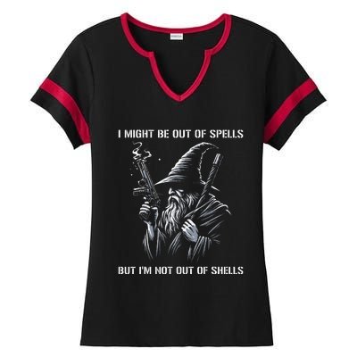 I Might Be Out Of Spells But IM Not Out Of Shells Funny Ladies Halftime Notch Neck Tee