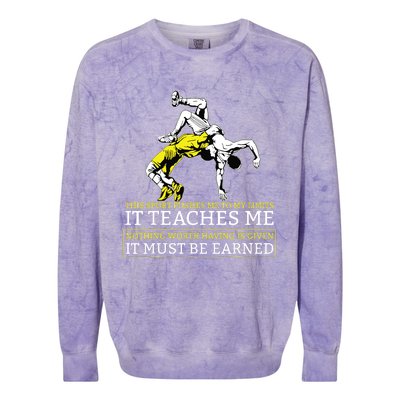 It Must Be Earned Wrestling Short Sleeve Colorblast Crewneck Sweatshirt