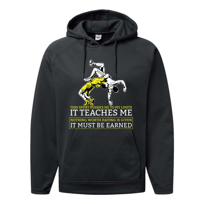 It Must Be Earned Wrestling Short Sleeve Performance Fleece Hoodie