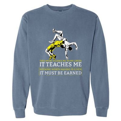 It Must Be Earned Wrestling Short Sleeve Garment-Dyed Sweatshirt