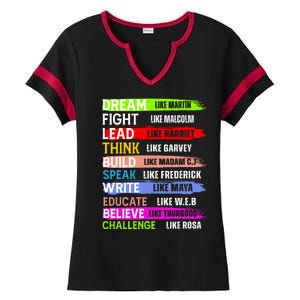 Inspiring Martin Black History Month African American Ladies Halftime Notch Neck Tee