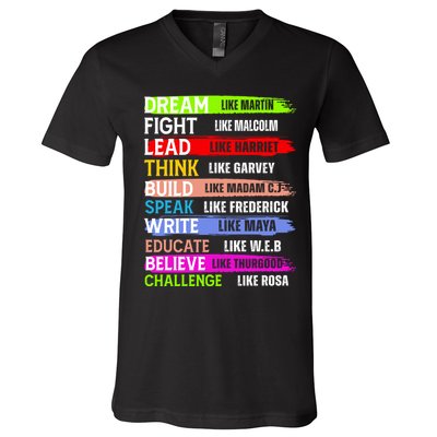Inspiring Martin Black History Month African American V-Neck T-Shirt