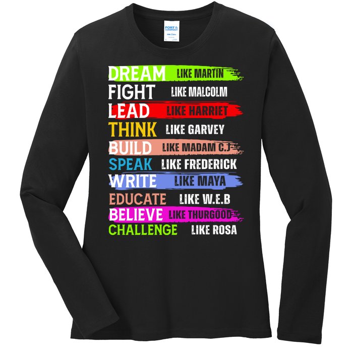 Inspiring Martin Black History Month African American Ladies Long Sleeve Shirt