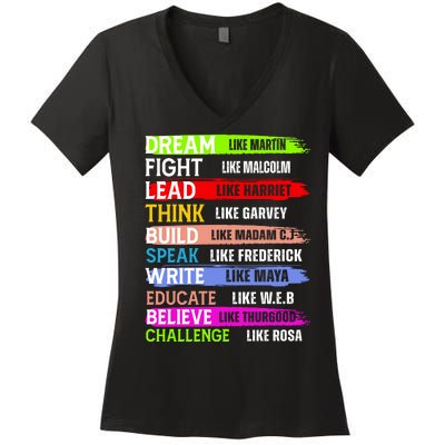 Inspiring Martin Black History Month African American Women's V-Neck T-Shirt