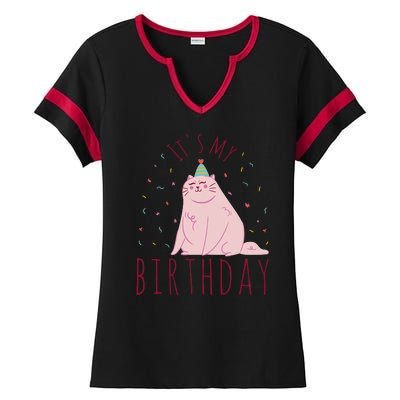 It's My Birthday Cat Ladies Halftime Notch Neck Tee