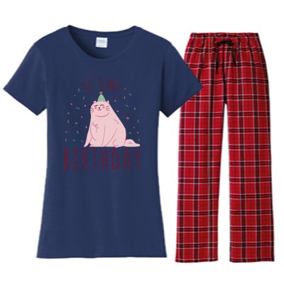 It's My Birthday Cat Women's Flannel Pajama Set