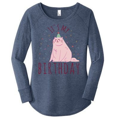 It's My Birthday Cat Women's Perfect Tri Tunic Long Sleeve Shirt