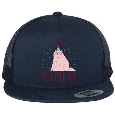 It's My Birthday Cat Flat Bill Trucker Hat