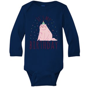 It's My Birthday Cat Baby Long Sleeve Bodysuit