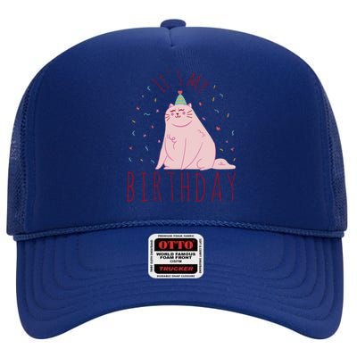 It's My Birthday Cat High Crown Mesh Back Trucker Hat