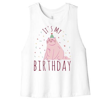 It's My Birthday Cat Women's Racerback Cropped Tank