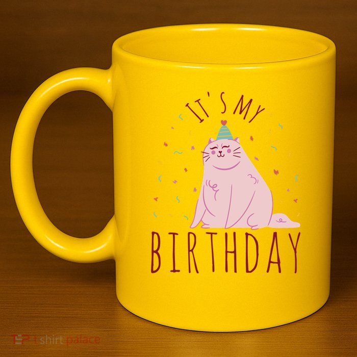 It's My Birthday Cat 11oz C Handle Ceramic Mug