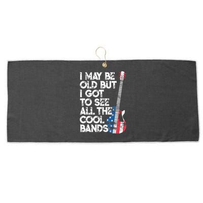 I May Be Old But I Got To See All The Cool Bands Large Microfiber Waffle Golf Towel